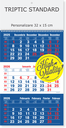 cel mai bine vandut Calendar Triptic Standard Albastru de perete triptic 2026, Colectia Alsacian