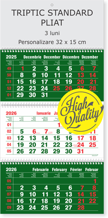 calendar de perete triptic pliat 3 luni verde, Colectia Alsacian 2026