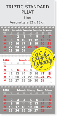 calendar de perete triptic pliat 3 luni gri, Colectia Alsacian 2026