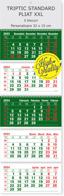 calendar de perete triptic pliat verde 5 luni 2026, Colectia Alsacian