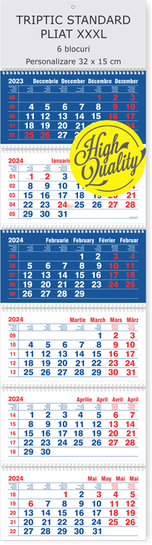 calendare de perete triptice albastre 6 luni, Colectia Alsacian 2026