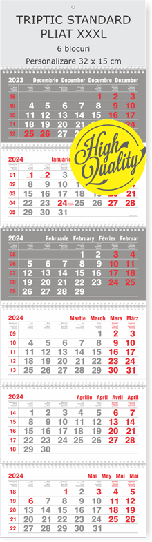 calendare triptice pliate 6 luni gri 2026, Colectia Alsacian